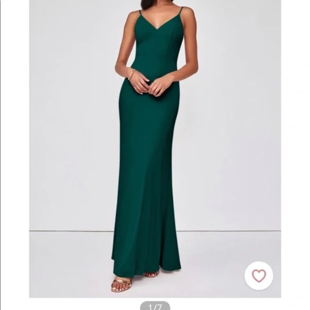 Azazie Pine Satara Maxi Dress Formal Wedding Guest or Bridesmaid NWT Green